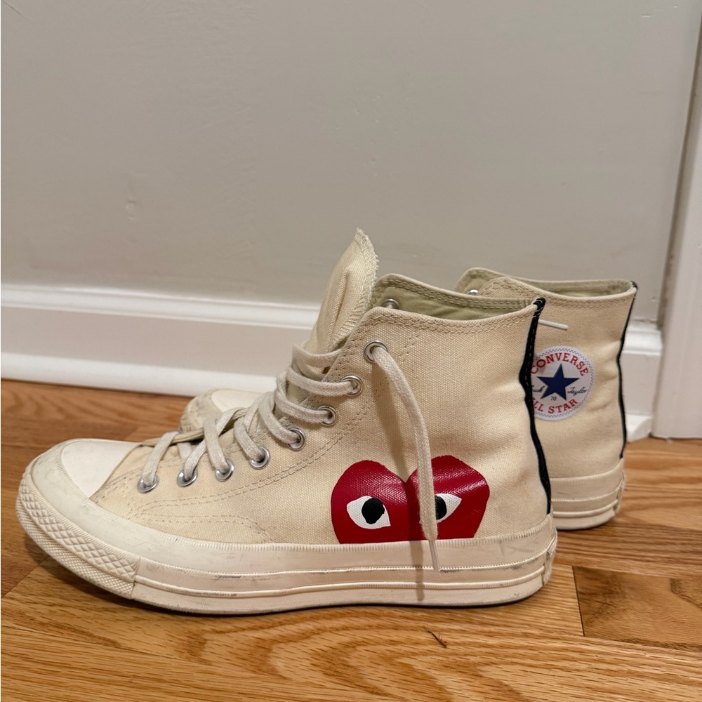 Converse Commes des Garçons Off-White High-Tops with Red Heart